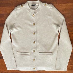 Talbots Merino Wool Sweater Jacket Ecru Size P